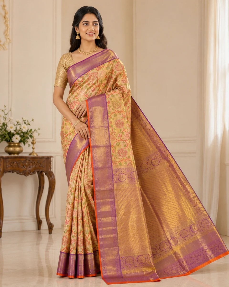 Heritage Floral Kanchi Silk Saree