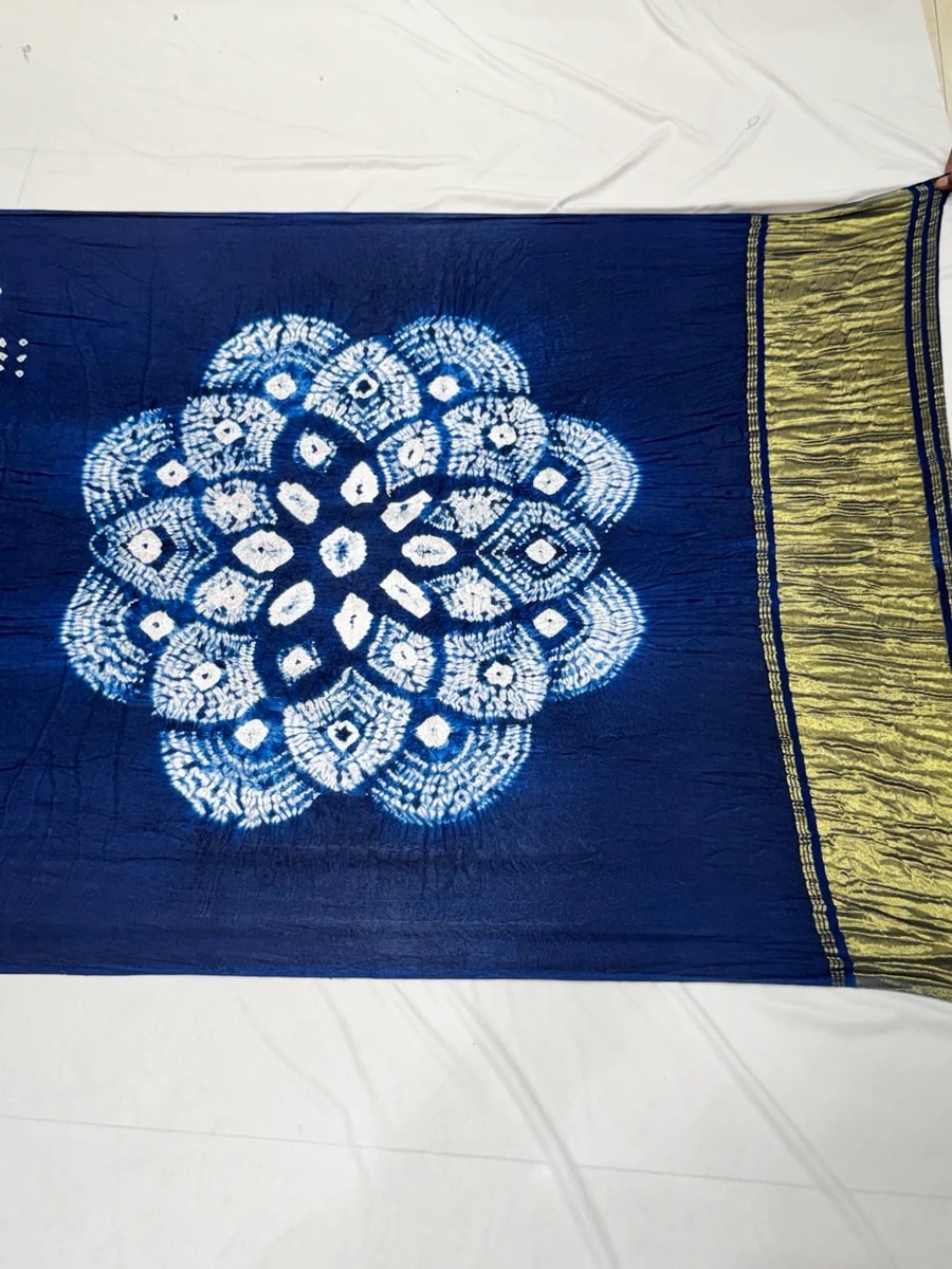 Royal Blue Bandhani Saree