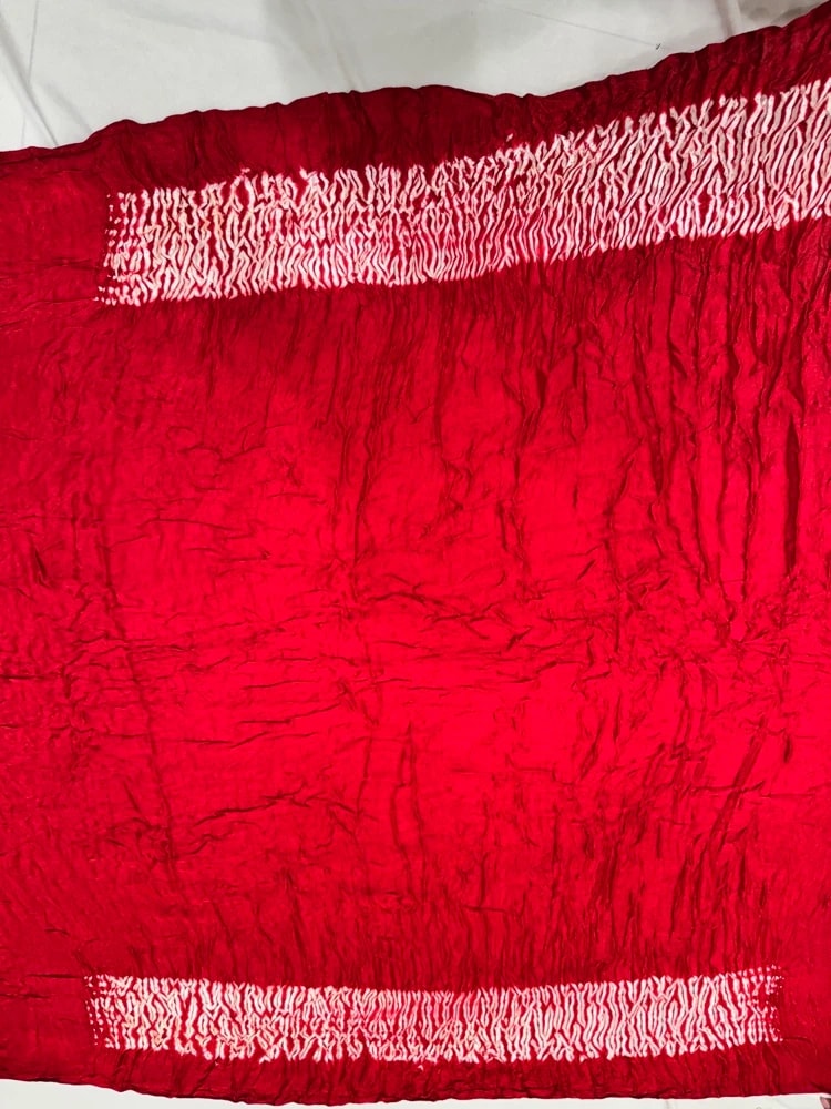 Bright Red Bandhani Saree
