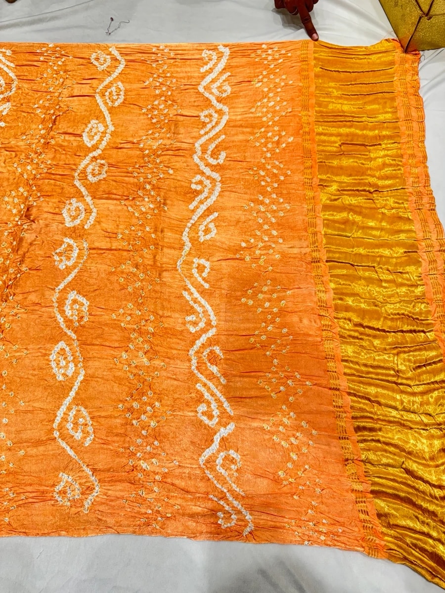 Peach Elegance Bandhani Saree