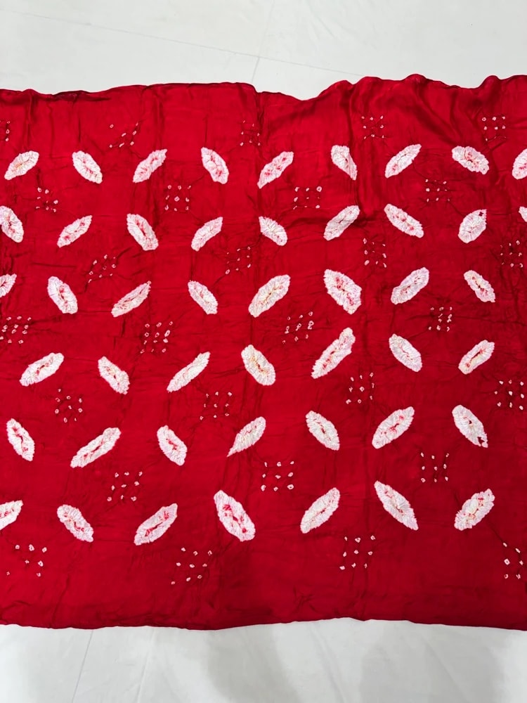 Bright Red Bandhani Saree