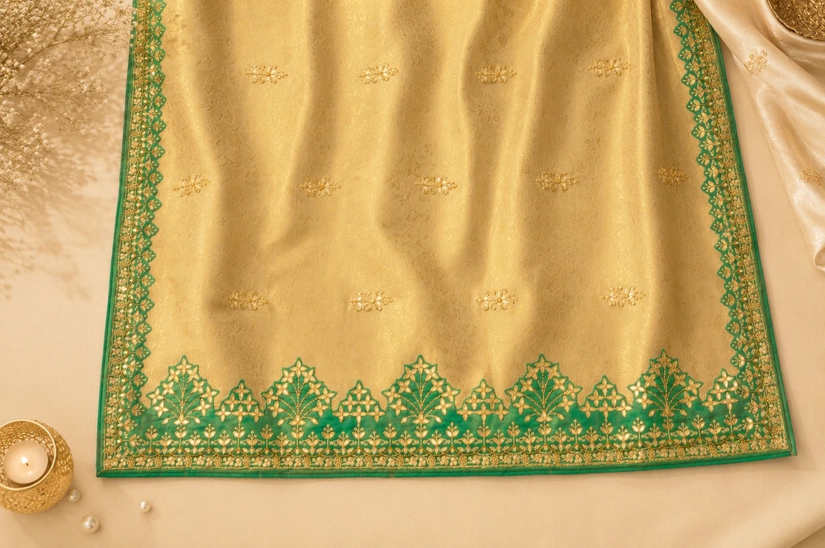 Ivory Kanchi Silk with Gota Patti Work