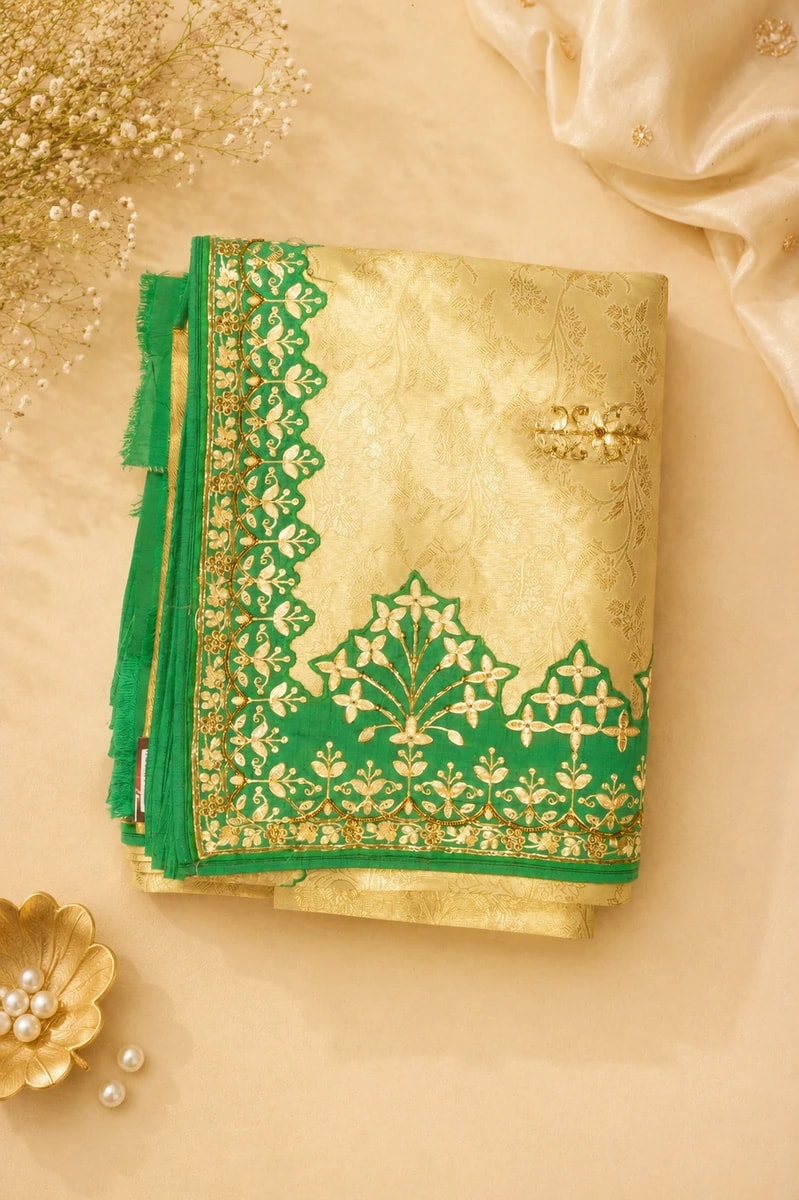 Ivory Kanchi Silk with Gota Patti Work